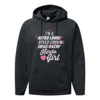 Cute Drag Racing Girl Nitro Lovin Speed Cravin Performance Fleece Hoodie