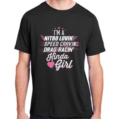 Cute Drag Racing Girl Nitro Lovin Speed Cravin Adult ChromaSoft Performance T-Shirt