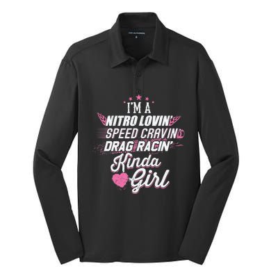 Cute Drag Racing Girl Nitro Lovin Speed Cravin Silk Touch Performance Long Sleeve Polo