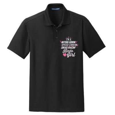 Cute Drag Racing Girl Nitro Lovin Speed Cravin Dry Zone Grid Polo