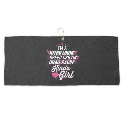 Cute Drag Racing Girl Nitro Lovin Speed Cravin Large Microfiber Waffle Golf Towel