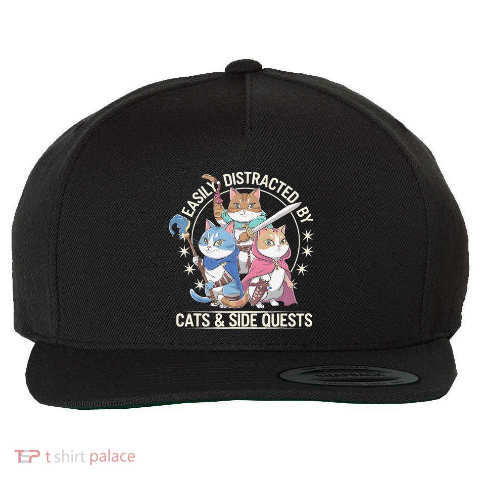 Cool Distracted Rpg Gamer Cat Nerdy Side Quest Moments Wool Snapback Cap