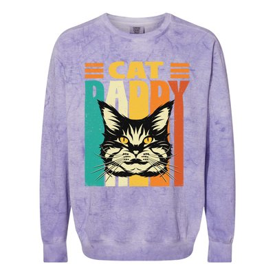 Cat Daddy Retro Vintage FatherS Day Pet Lover Colorblast Crewneck Sweatshirt