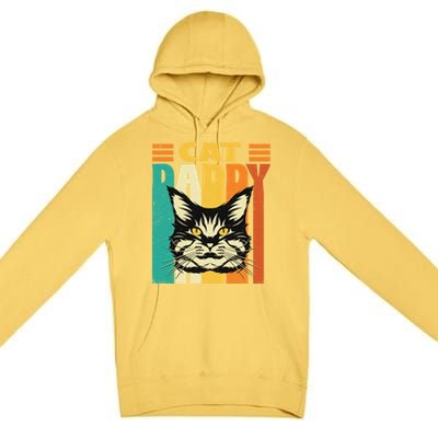 Cat Daddy Retro Vintage FatherS Day Pet Lover Premium Pullover Hoodie