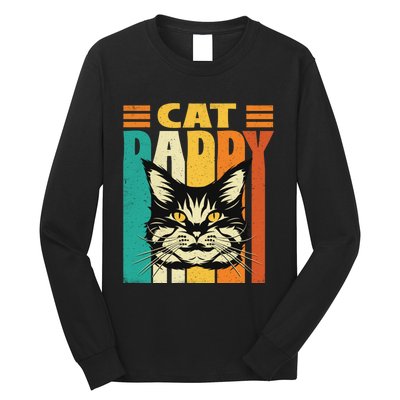 Cat Daddy Retro Vintage FatherS Day Pet Lover Long Sleeve Shirt