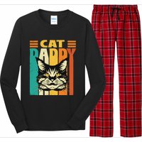 Cat Daddy Retro Vintage FatherS Day Pet Lover Long Sleeve Pajama Set