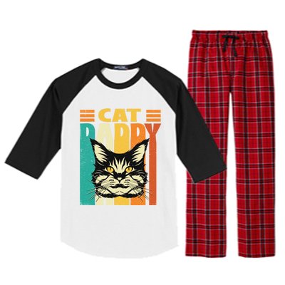 Cat Daddy Retro Vintage FatherS Day Pet Lover Raglan Sleeve Pajama Set