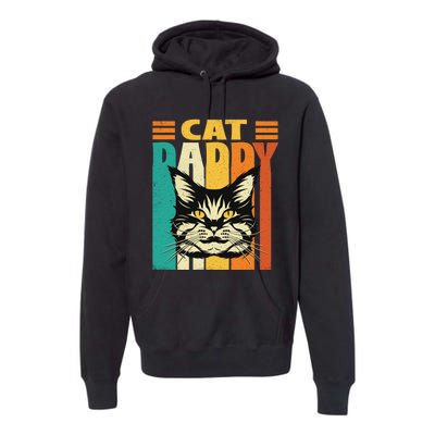 Cat Daddy Retro Vintage FatherS Day Pet Lover Premium Hoodie