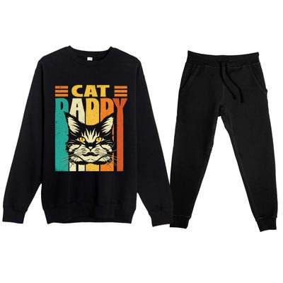 Cat Daddy Retro Vintage FatherS Day Pet Lover Premium Crewneck Sweatsuit Set