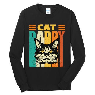 Cat Daddy Retro Vintage FatherS Day Pet Lover Tall Long Sleeve T-Shirt