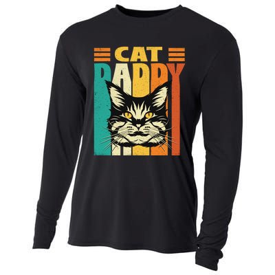 Cat Daddy Retro Vintage FatherS Day Pet Lover Cooling Performance Long Sleeve Crew