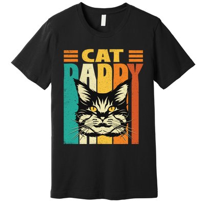 Cat Daddy Retro Vintage FatherS Day Pet Lover Premium T-Shirt