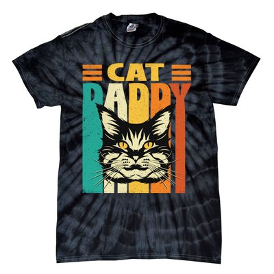 Cat Daddy Retro Vintage FatherS Day Pet Lover Tie-Dye T-Shirt