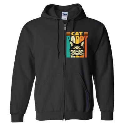 Cat Daddy Retro Vintage FatherS Day Pet Lover Full Zip Hoodie