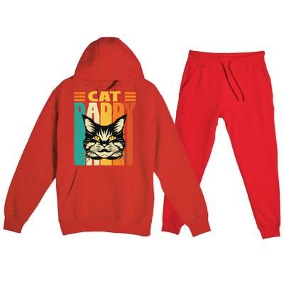 Cat Daddy Retro Vintage FatherS Day Pet Lover Premium Hooded Sweatsuit Set