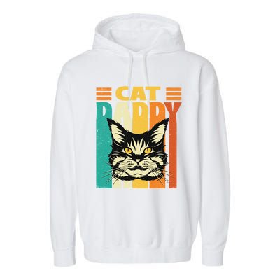 Cat Daddy Retro Vintage FatherS Day Pet Lover Garment-Dyed Fleece Hoodie