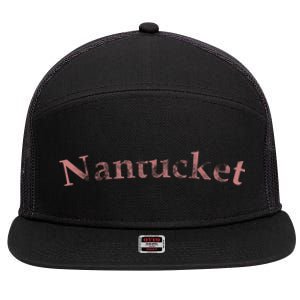 Classic Distressed Red Nantucket Gift 7 Panel Mesh Trucker Snapback Hat