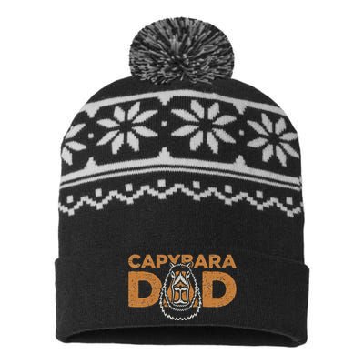 Capybara Dad Rodent Animals Vintage Capybaras   USA-Made Snowflake Beanie