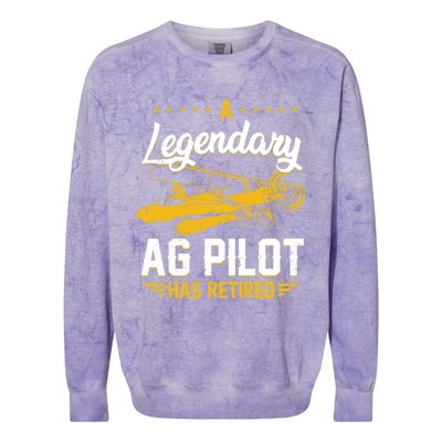 Crop Duster Retro Vintage Plane AG Pilot Has Retired Premium Colorblast Crewneck Sweatshirt