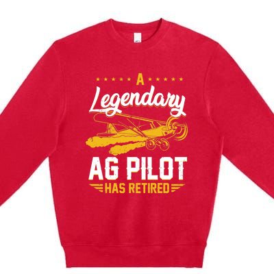 Crop Duster Retro Vintage Plane AG Pilot Has Retired Premium Premium Crewneck Sweatshirt