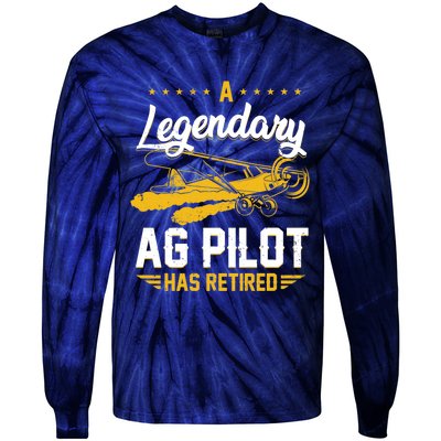 Crop Duster Retro Vintage Plane AG Pilot Has Retired Premium Tie-Dye Long Sleeve Shirt