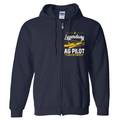 Crop Duster Retro Vintage Plane AG Pilot Has Retired Premium Full Zip Hoodie