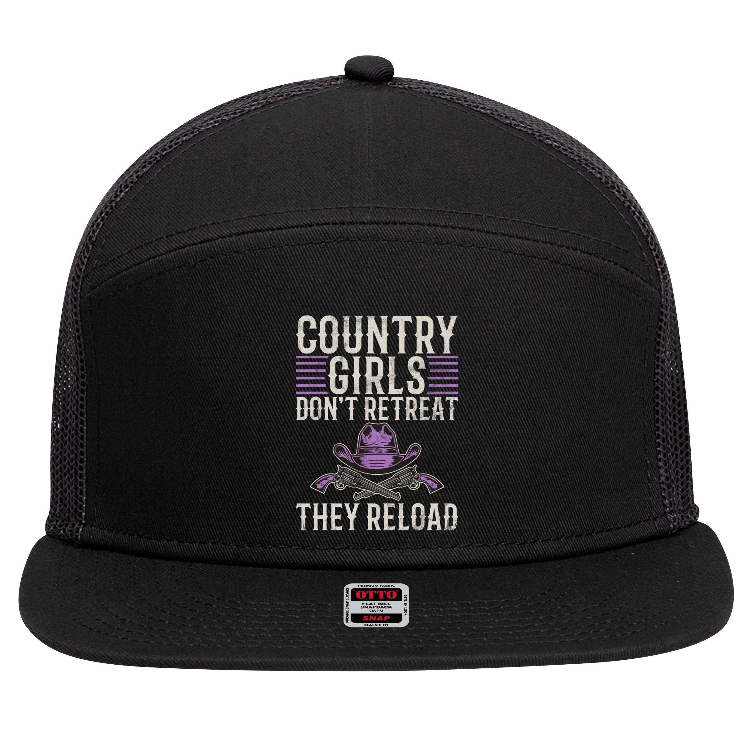 Country Dont Retreat They Reload Country Great Gift 7 Panel Mesh Trucker Snapback Hat