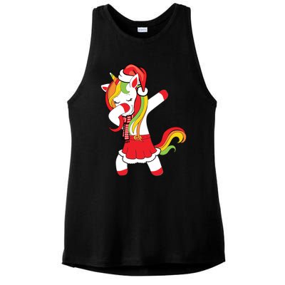 Christmas Dabbing Santa Unicorn Squad Xmas Matching Family Funny Gift Ladies PosiCharge Tri-Blend Wicking Tank