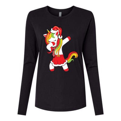 Christmas Dabbing Santa Unicorn Squad Xmas Matching Family Funny Gift Womens Cotton Relaxed Long Sleeve T-Shirt