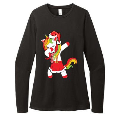 Christmas Dabbing Santa Unicorn Squad Xmas Matching Family Funny Gift Womens CVC Long Sleeve Shirt