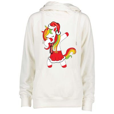 Christmas Dabbing Santa Unicorn Squad Xmas Matching Family Funny Gift Womens Funnel Neck Pullover Hood