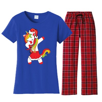 Christmas Dabbing Santa Unicorn Squad Xmas Matching Family Funny Gift Women's Flannel Pajama Set