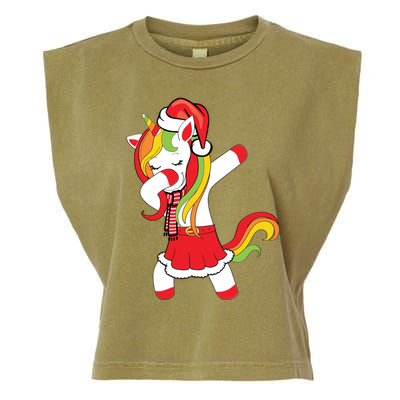 Christmas Dabbing Santa Unicorn Squad Xmas Matching Family Funny Gift Garment-Dyed Women's Muscle Tee