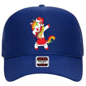 Christmas Dabbing Santa Unicorn Squad Xmas Matching Family Funny Gift High Crown Mesh Back Trucker Hat