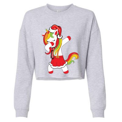 Christmas Dabbing Santa Unicorn Squad Xmas Matching Family Funny Gift Cropped Pullover Crew