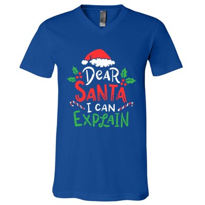 Christmas Dear Santa I Can Explain Funny Santa Claus Joke Gift V-Neck T-Shirt