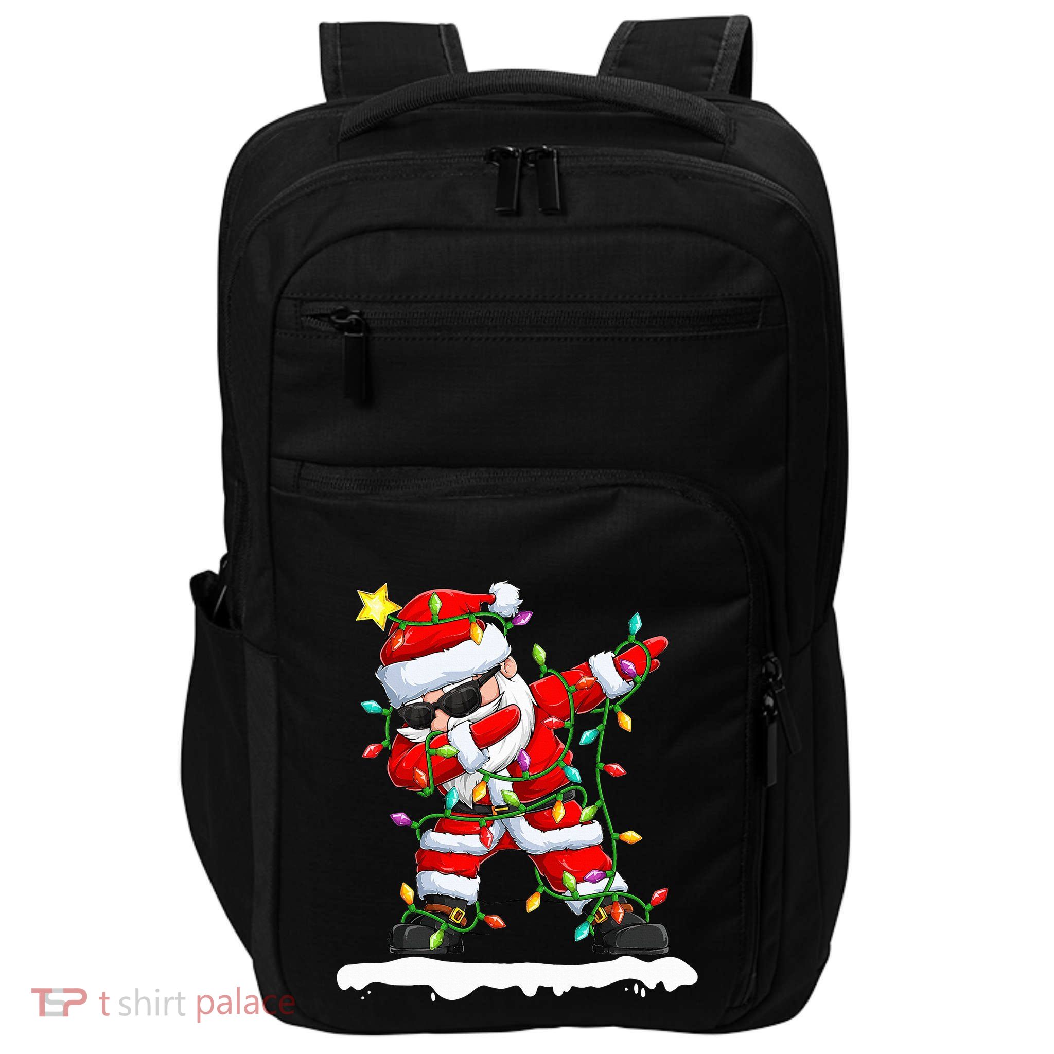 christmas dabbing santa  xmas stree lights  Impact Tech Backpack