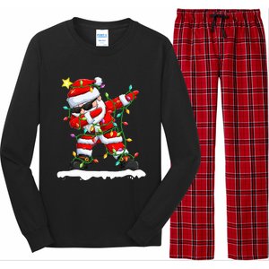 christmas dabbing santa  xmas stree lights  Long Sleeve Pajama Set