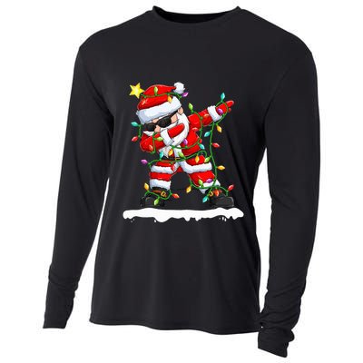 christmas dabbing santa  xmas stree lights  Cooling Performance Long Sleeve Crew