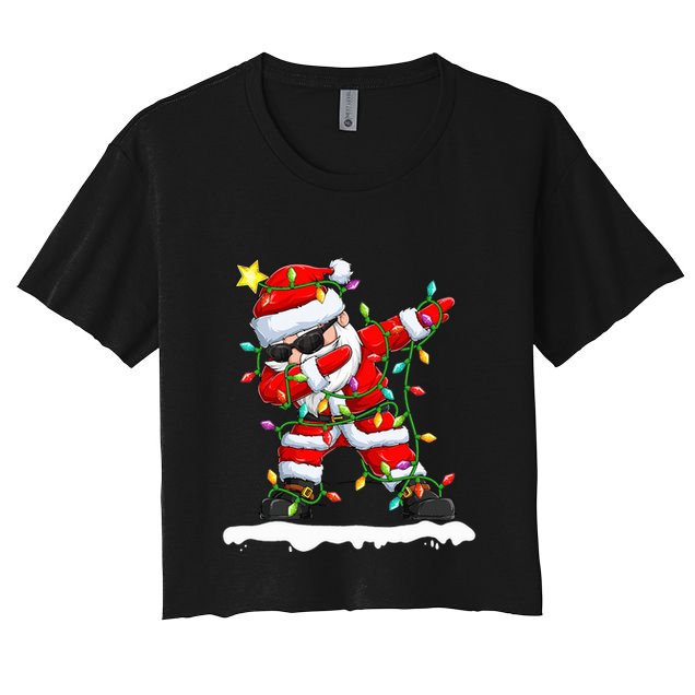 christmas dabbing santa  xmas stree lights  Crop Top