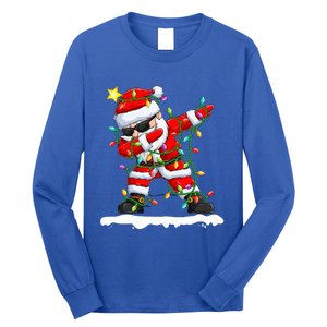 christmas dabbing santa  xmas stree lights  Long Sleeve Shirt