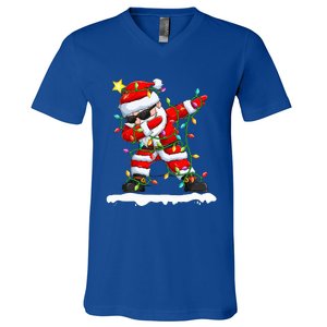 christmas dabbing santa  xmas stree lights  V-Neck T-Shirt