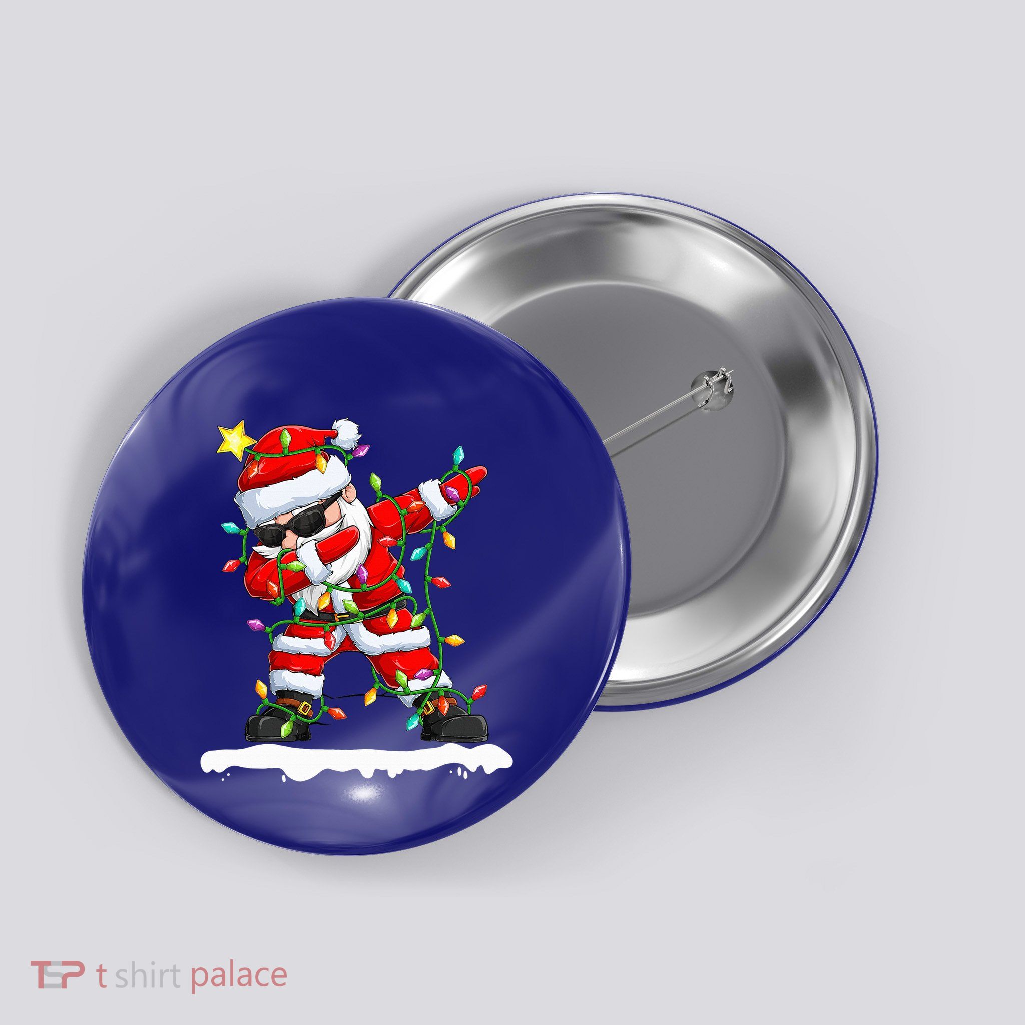 christmas dabbing santa  xmas stree lights  Button