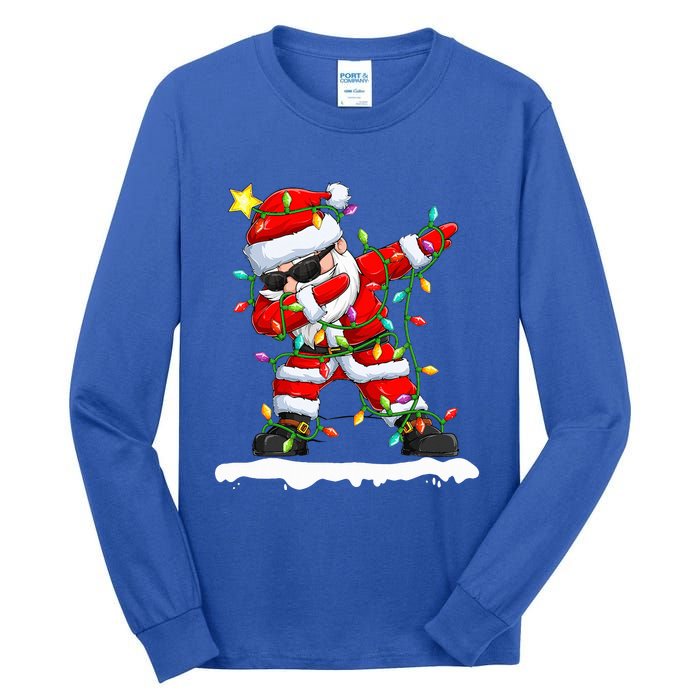 christmas dabbing santa  xmas stree lights  Tall Long Sleeve T-Shirt