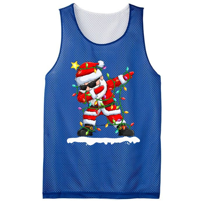 christmas dabbing santa  xmas stree lights  Mesh Reversible Basketball Jersey Tank