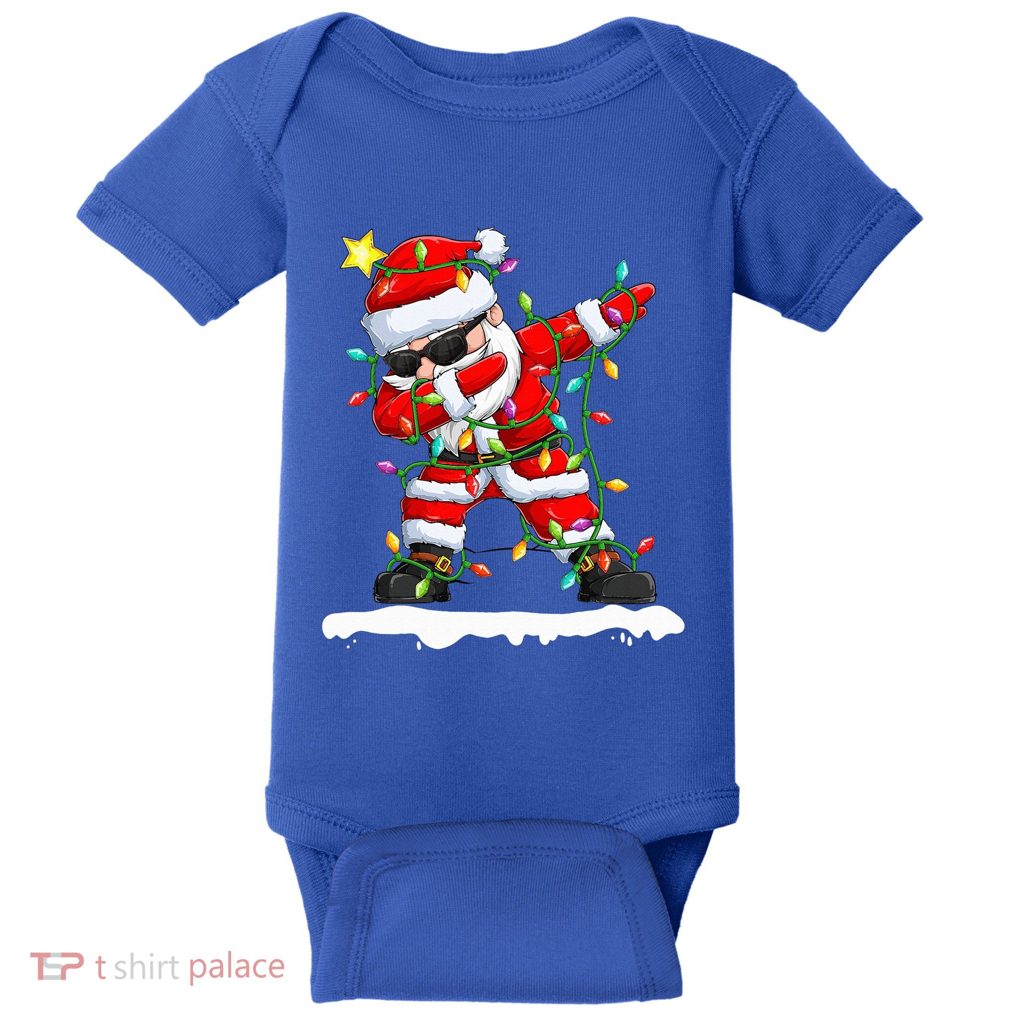 christmas dabbing santa  xmas stree lights  Baby Bodysuit