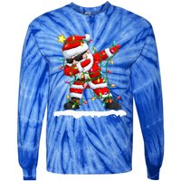 christmas dabbing santa  xmas stree lights  Tie-Dye Long Sleeve Shirt