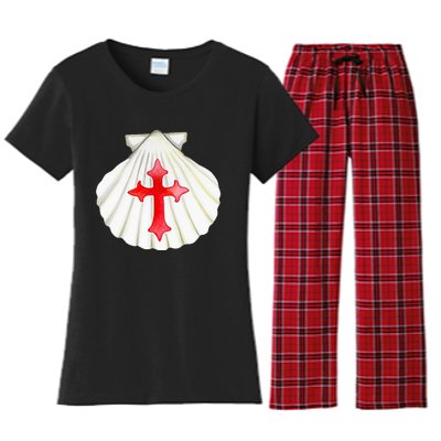 Camino De Santiago Pilgrim Cross Shell Women's Flannel Pajama Set