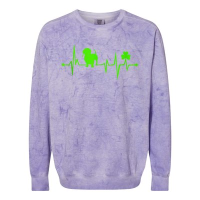 Cute Dachshund Shamrock Heartbeat St Patricks Day Funny Wiener Dog Gift Colorblast Crewneck Sweatshirt