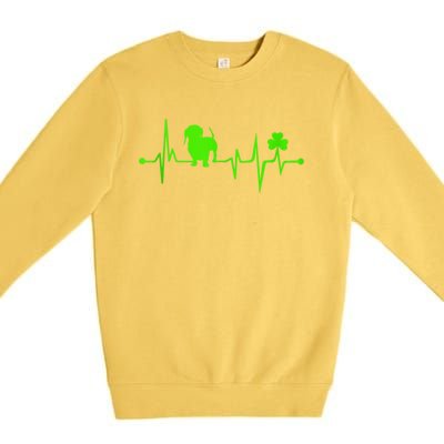 Cute Dachshund Shamrock Heartbeat St Patricks Day Funny Wiener Dog Gift Premium Crewneck Sweatshirt